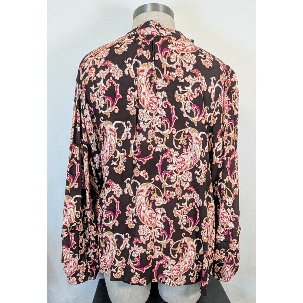Wonderly Plus Size 3X Boho Brown Paisley V-neck Blouse NEW - Picture 3 of 6